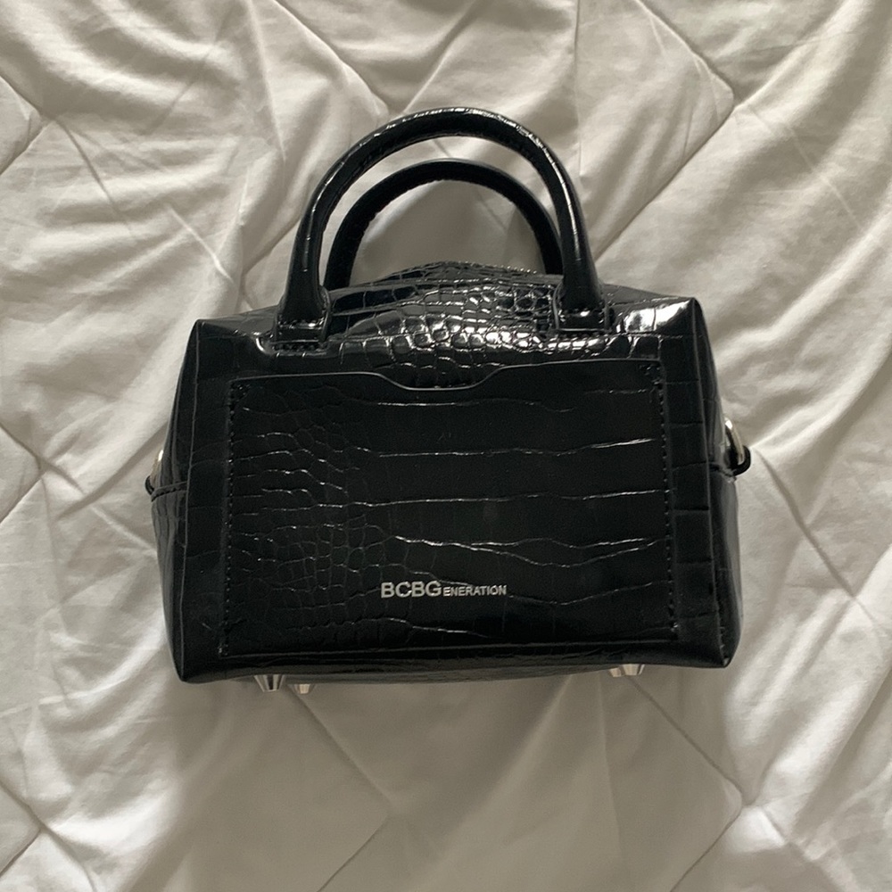 BCBG black crocodile skin handbag